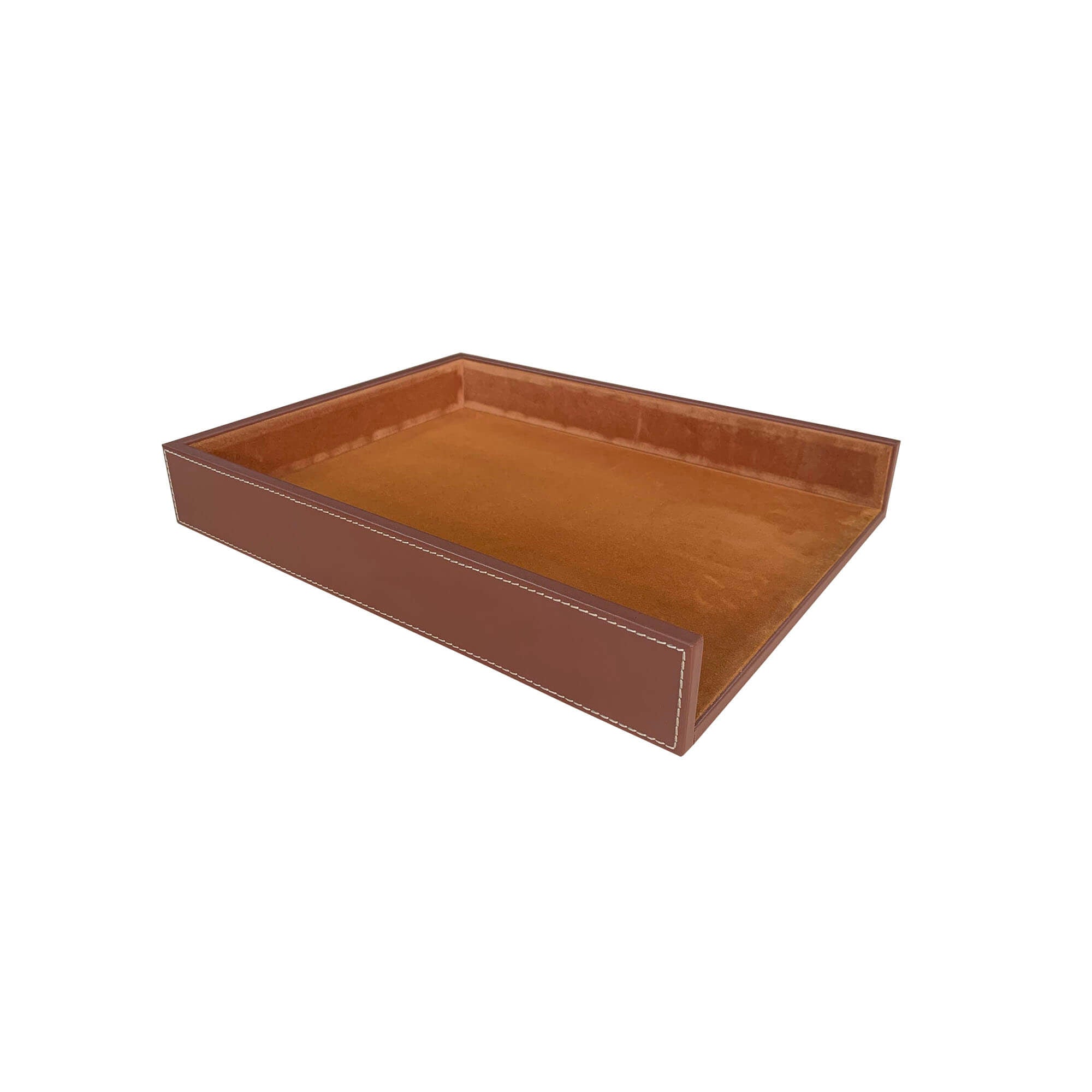 Rustic Brown Leather Letter Tray