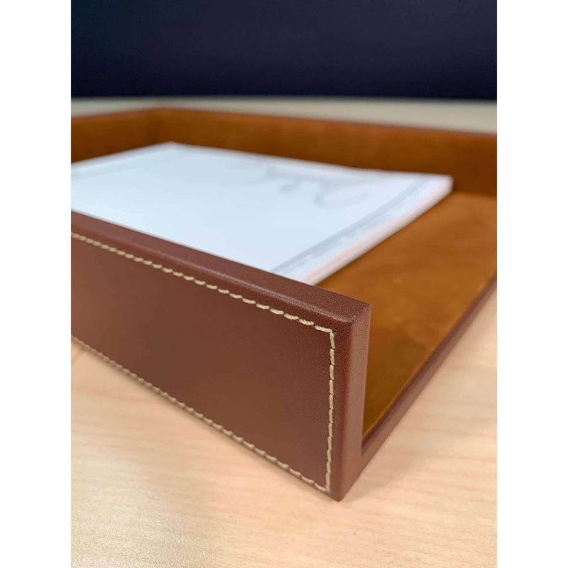 Rustic Brown Leather Legal-Size Letter Tray