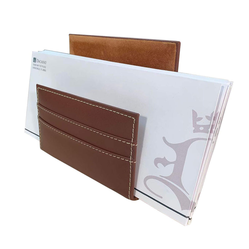 Rustic Brown Leather Letter Holder