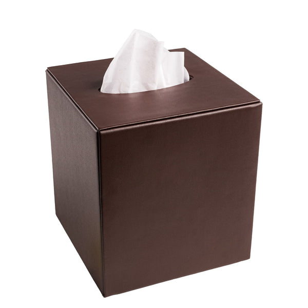 Chocolate Brown Leather Tissue Box Cover