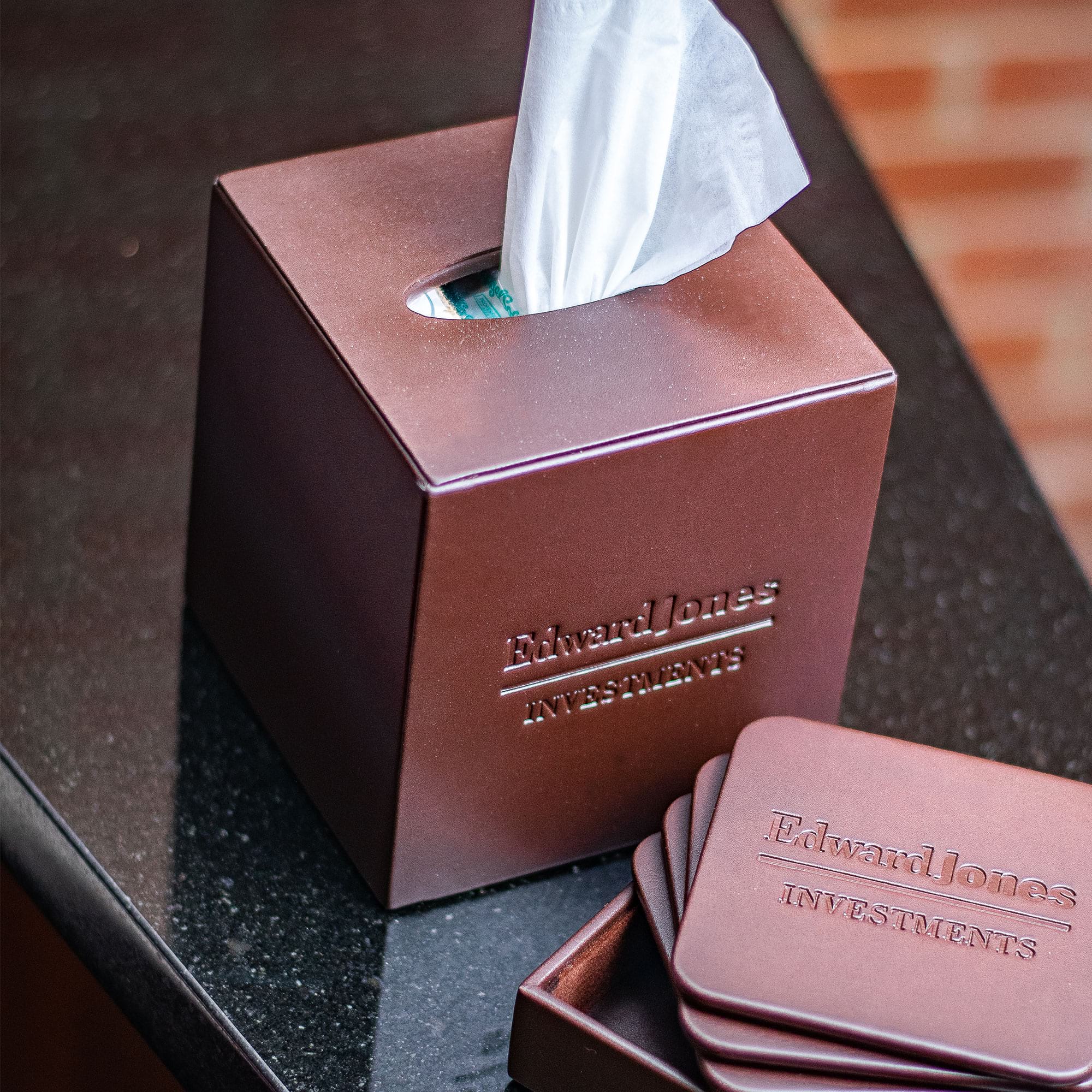 Chocolate Brown Leather Tissue Box Cover