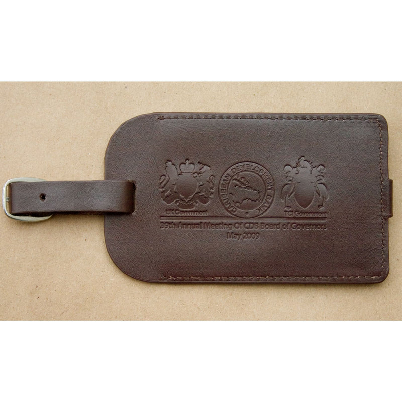 Chocolate Brown Leather Luggage Tag