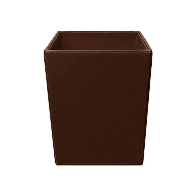 Dark Brown Bonded Leather Waste Basket, 14 Qt