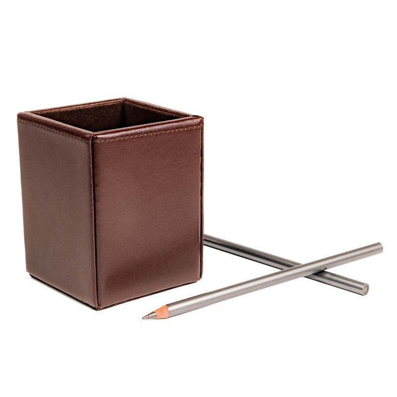Dark Brown Bonded Leather Pencil Cup