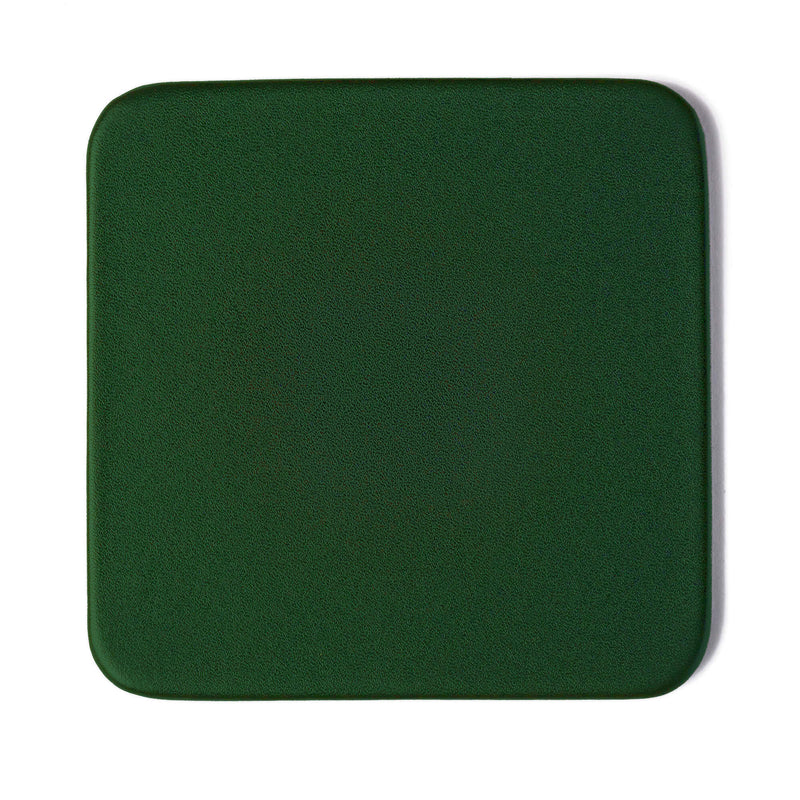 Dark Green Leather 4" Square Coaster
