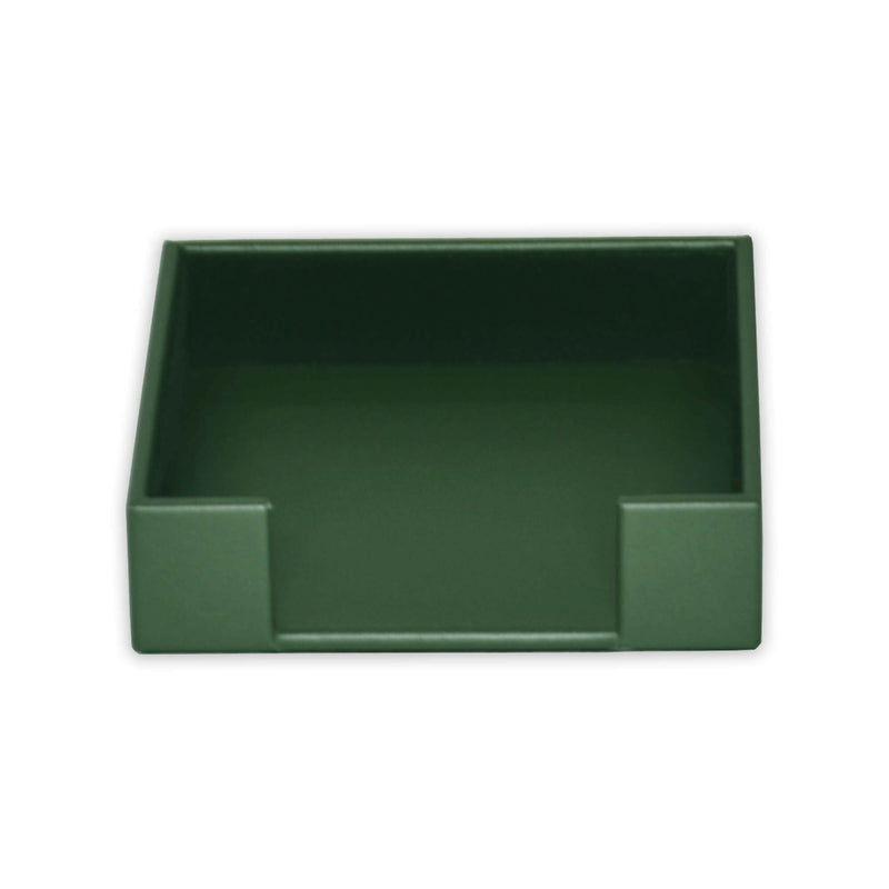 Dark Green Leather Square Coaster Set with Holder