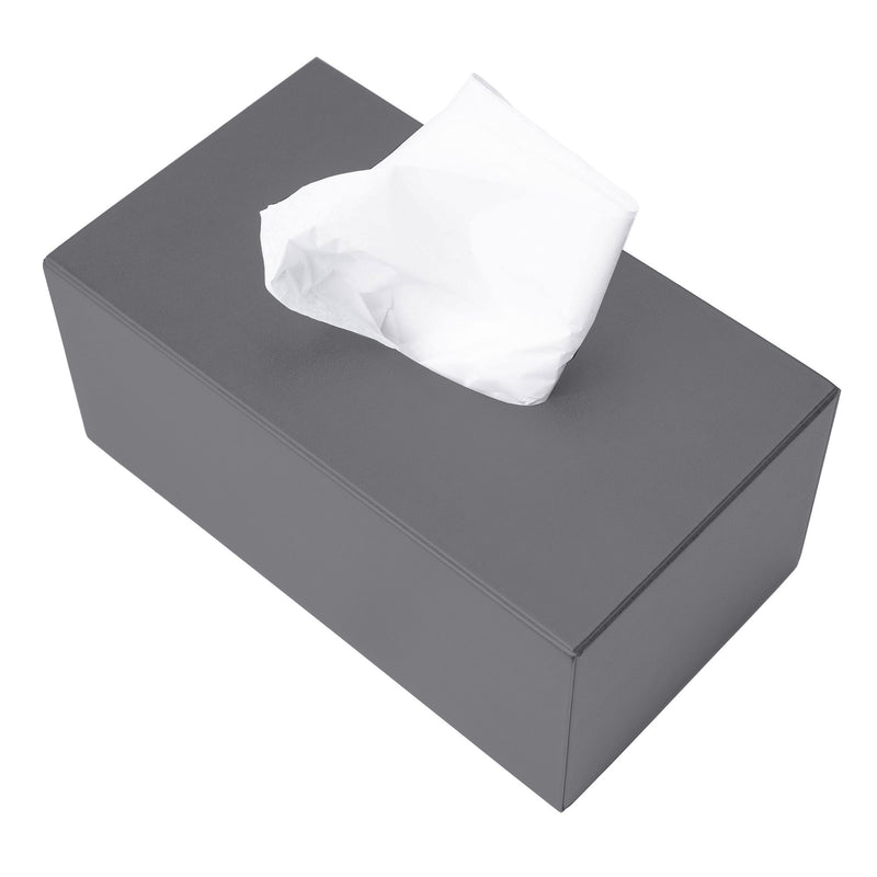 Gray Leather Rectangular Tissue Box Cover