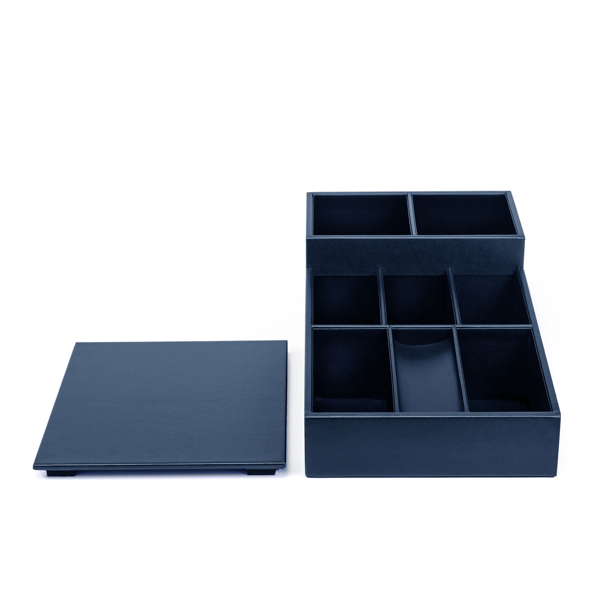 Navy Blue Leather Coffee Condiment Organizer