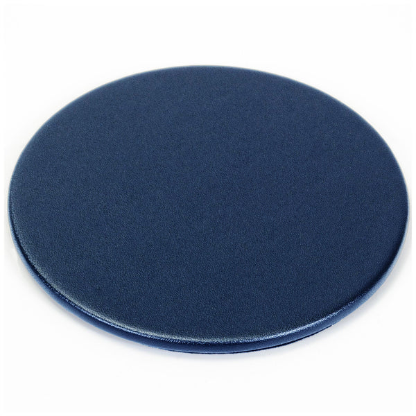 Navy Blue Leather Single Coaster, Round