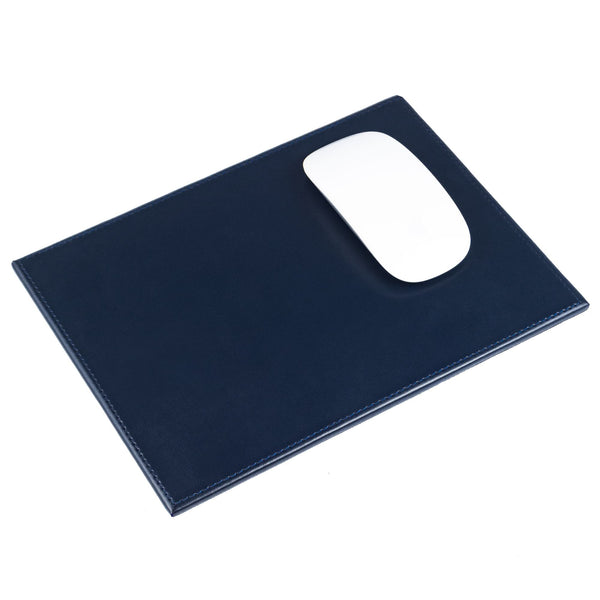 Navy Blue Bonded Rectangular Leather Mouse Pad