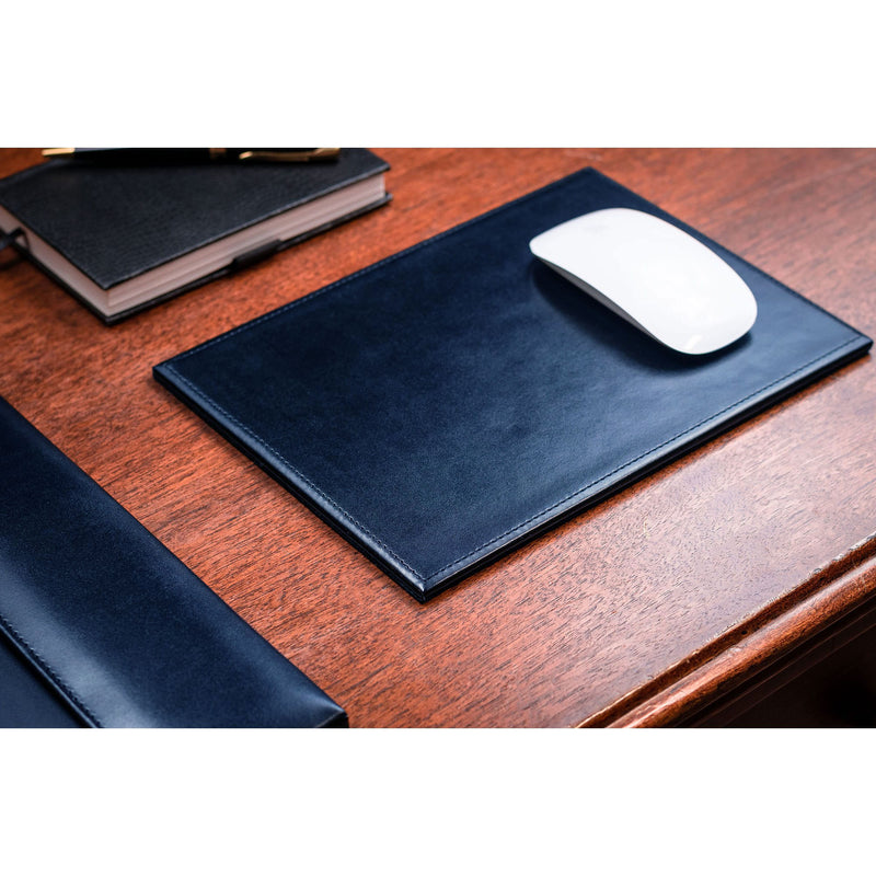 Navy Blue Bonded Rectangular Leather Mouse Pad