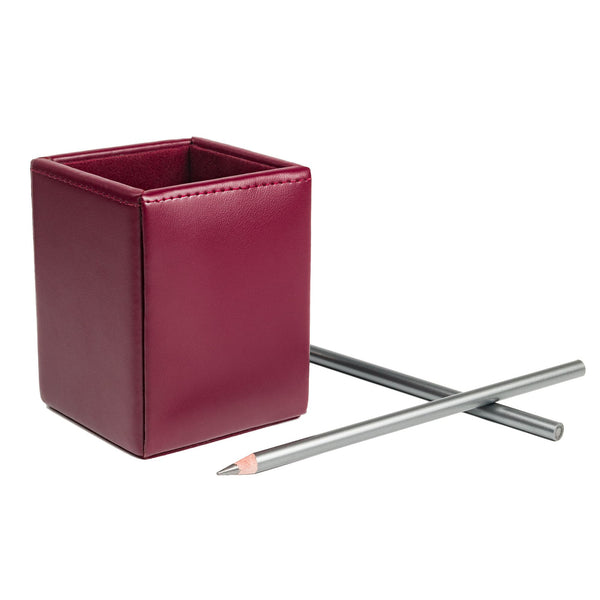 Burgundy Bonded Leather Pencil Cup