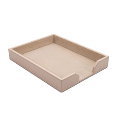 White Latte Bonded Leather Letter Tray