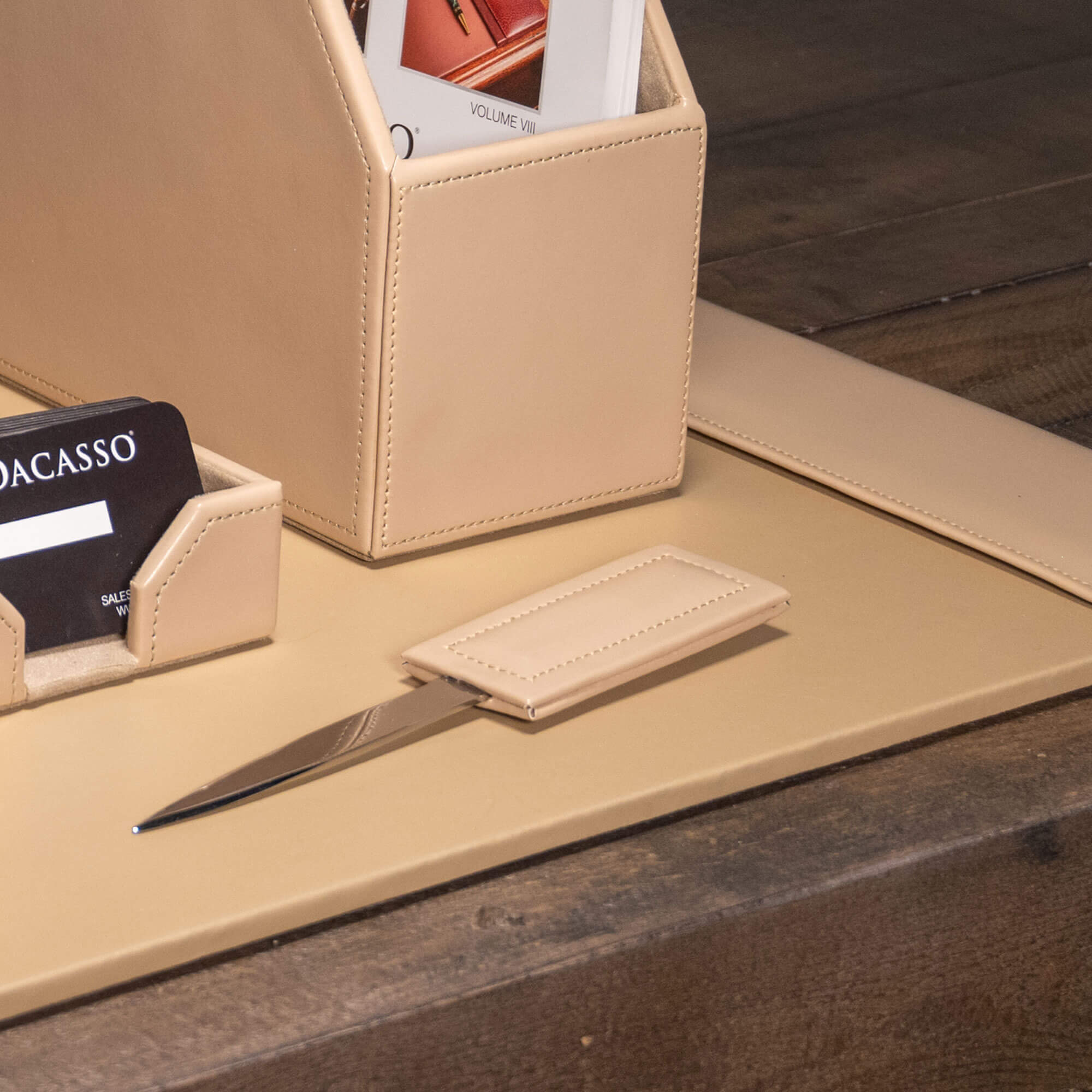 White Latte Bonded Leather Letter Opener