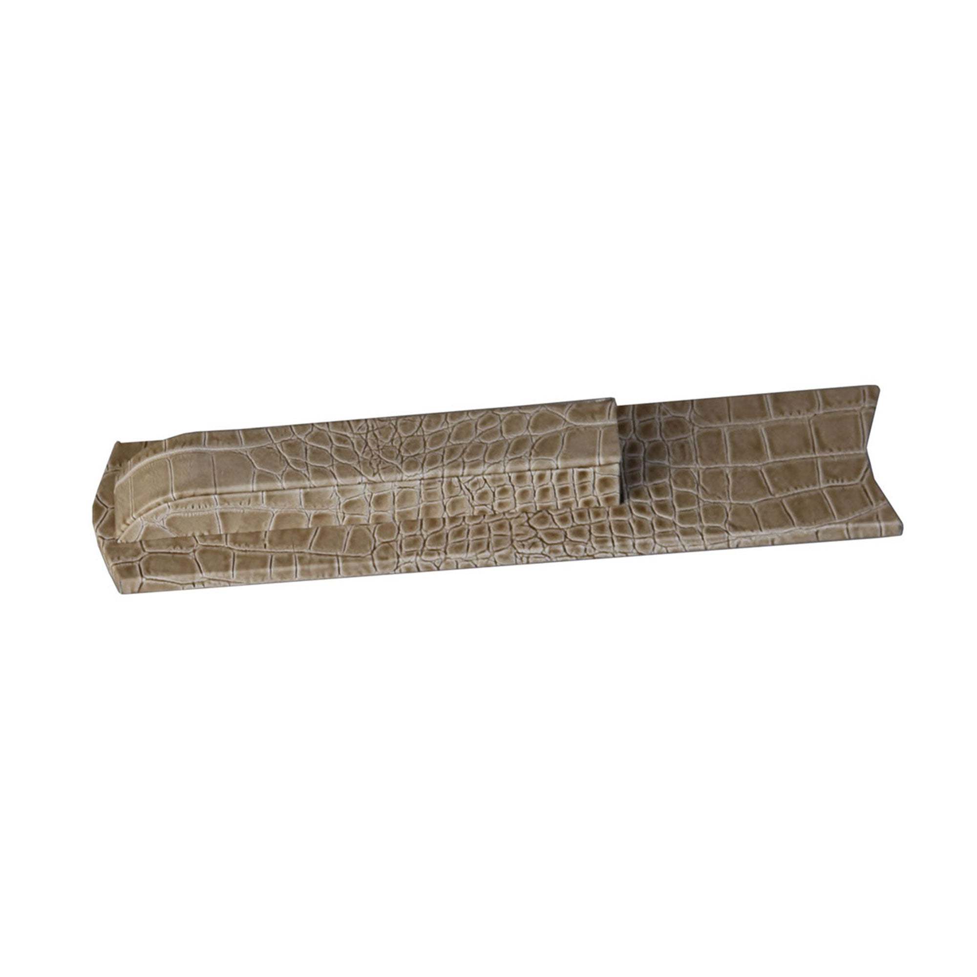 Protacini Breeze Beige Italian Crocodile Leather Library Set Holder