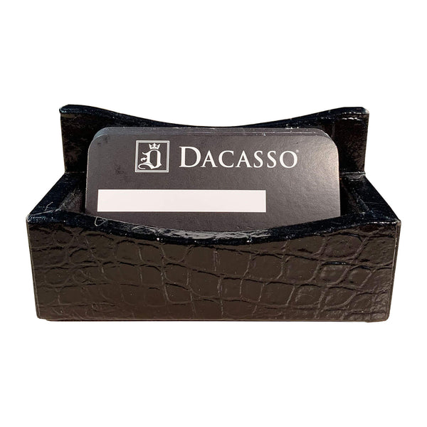 Protacini Black Italian Crocodile Leather  Business Card Holder