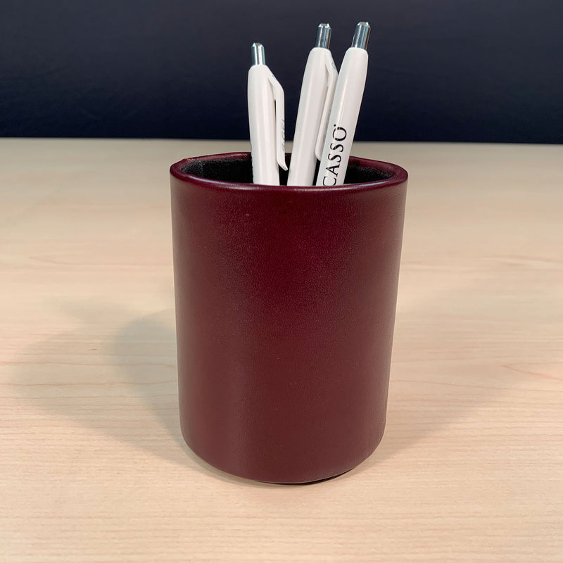 Two-Tone Leather Round Pencil Cup