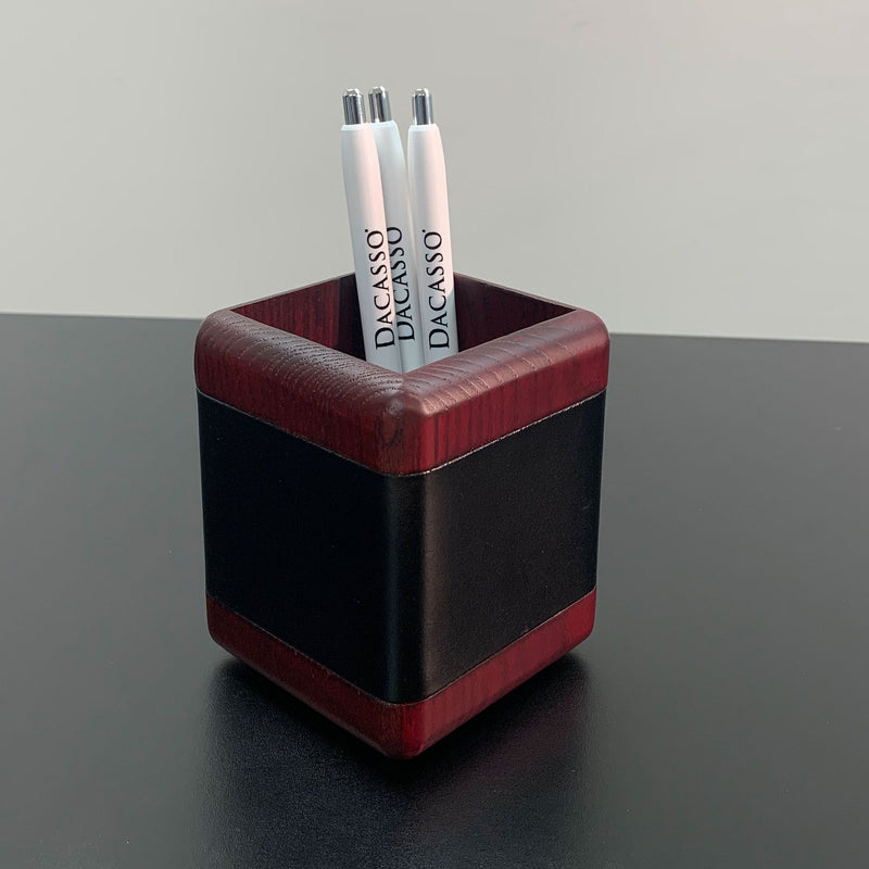 Rosewood & Leather Pencil Cup