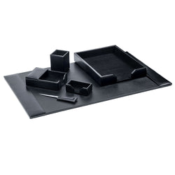 Black Bonded Leather 6-Piece Desk Set