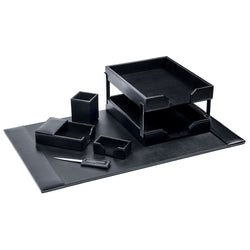 Black Bonded Leather 8-Piece Desk Set