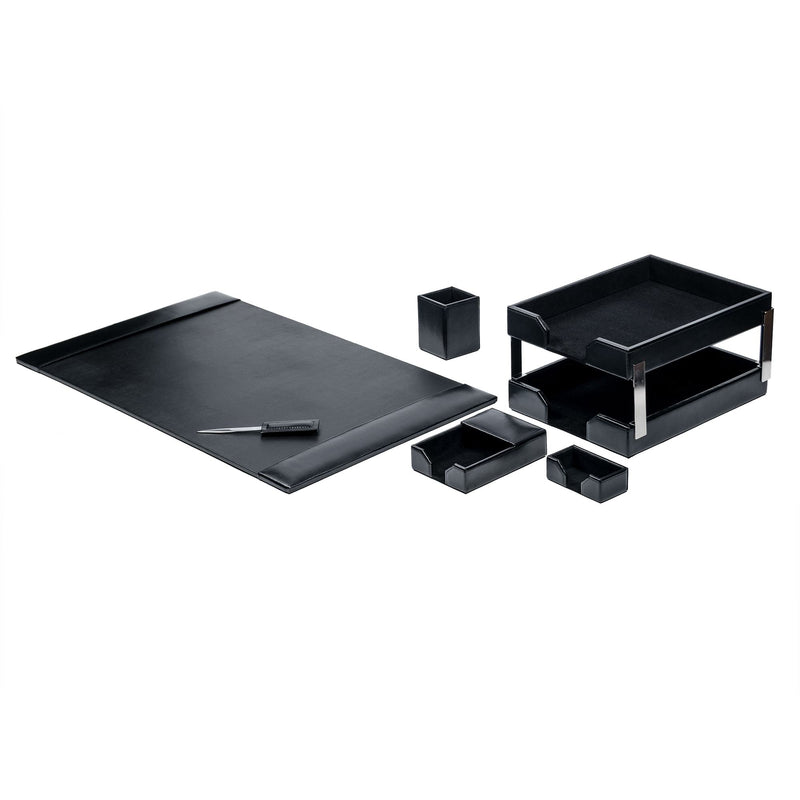 Black Bonded Leather 8-Piece Desk Set
