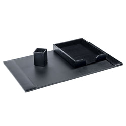 Black Bonded Leather 3-Piece Desk Set