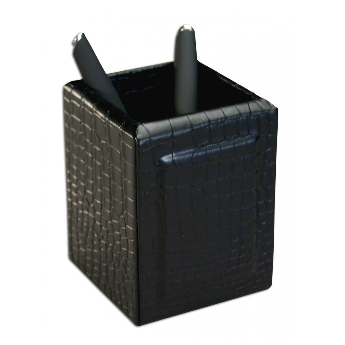 Black Crocodile Embossed Leather 10-Piece Desk Set