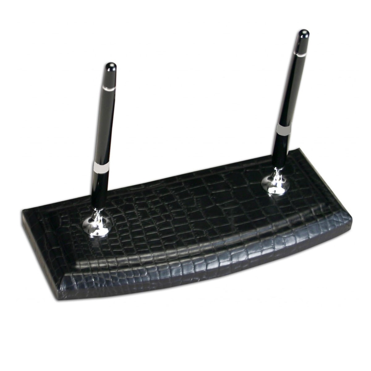 Black Crocodile Embossed Leather 10-Piece Desk Set
