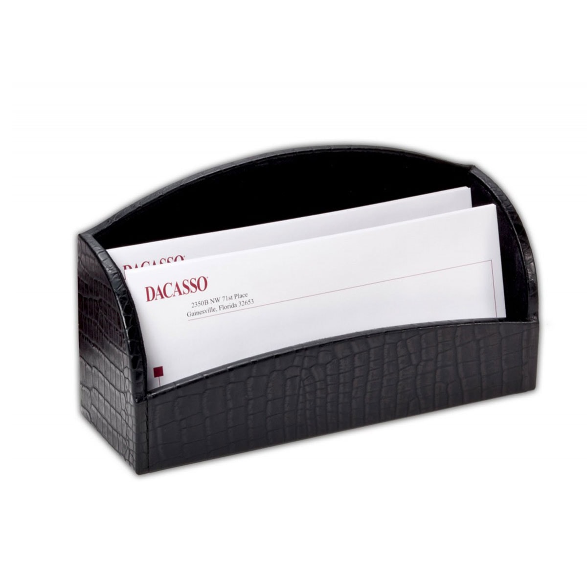 Black Crocodile Embossed Leather 10-Piece Desk Set