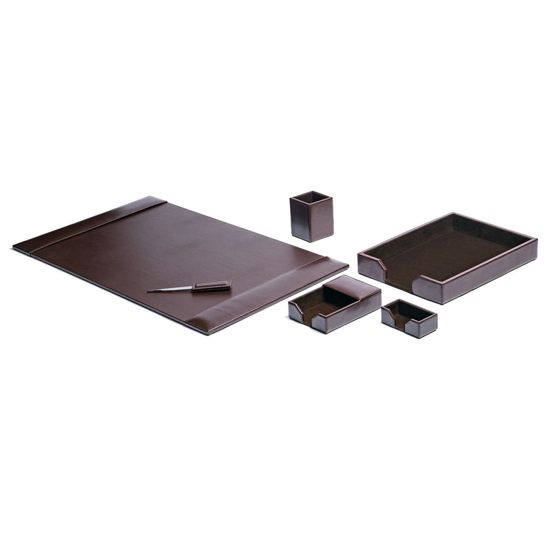 Dark Brown Bonded Leather 6-Piece Desk Set