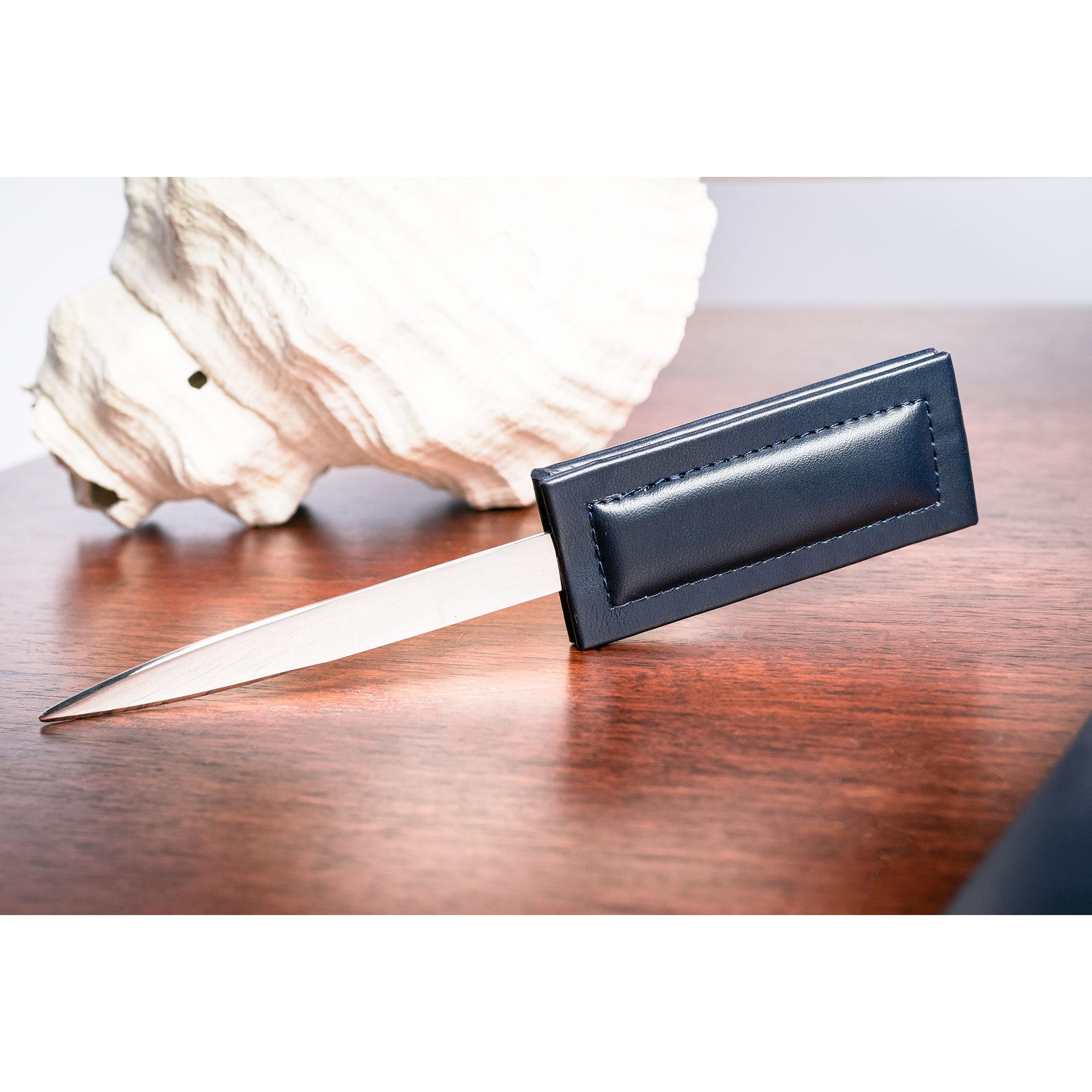 Navy Blue Bonded Leather 6-Piece Desk Set