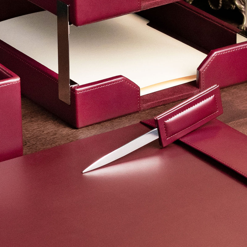 Burgundy Bonded Leather 6-Piece Desk Set