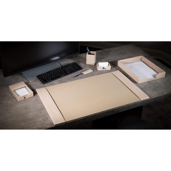 White Latte Bonded Leather 6-Piece Desk Set
