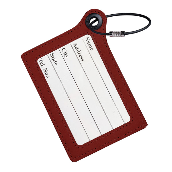 Travelers Envy Leather Luggage Tag with Metal Cable - Mocha