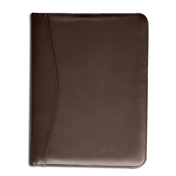 Chocolate Brown Leather Deluxe Letter-Size Zip-Around Portfolio