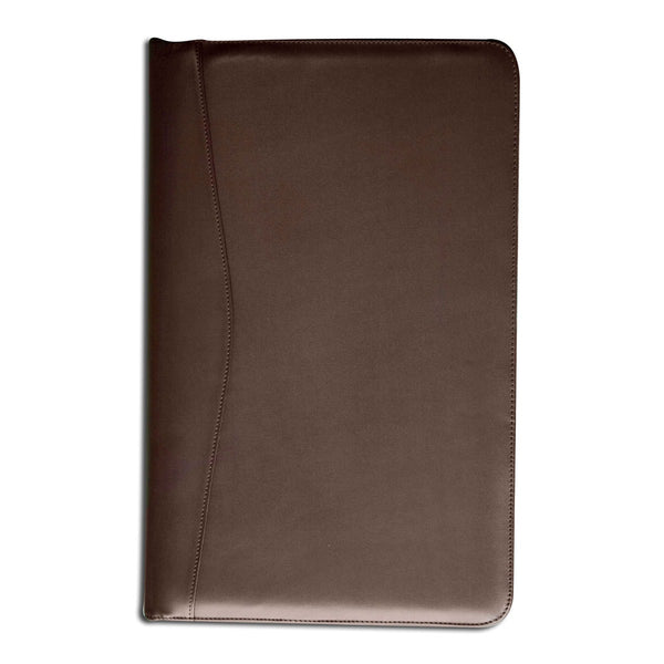 Chocolate Brown Leather Deluxe Zip-Around Portfolio - Legal Size