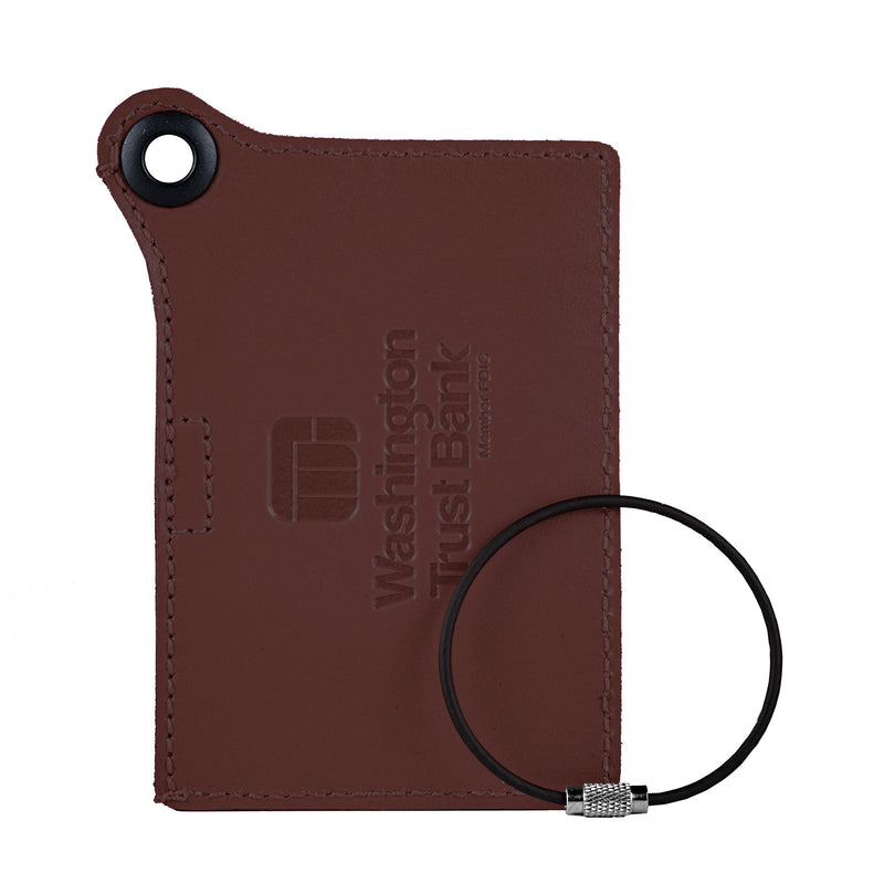 Travelers Envy Leather Luggage Tag with Metal Cable - Chocolate Brown