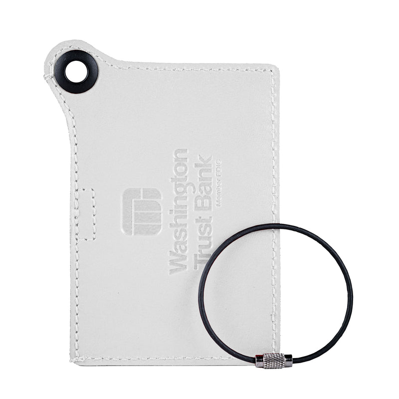 Travelers Envy Leather Luggage Tag with Metal Cable - White