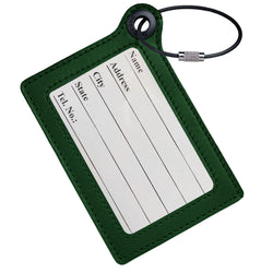 Travelers Envy Leather Luggage Tag with Metal Cable - Dark Green