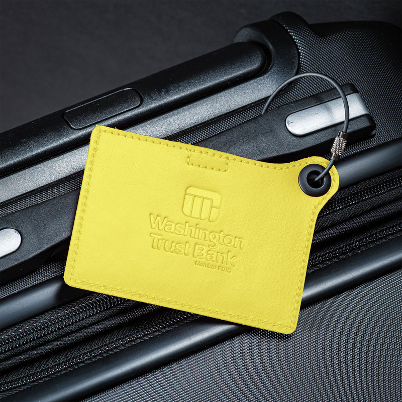 Travelers Envy Leather Luggage Tag with Metal Cable - Yellow