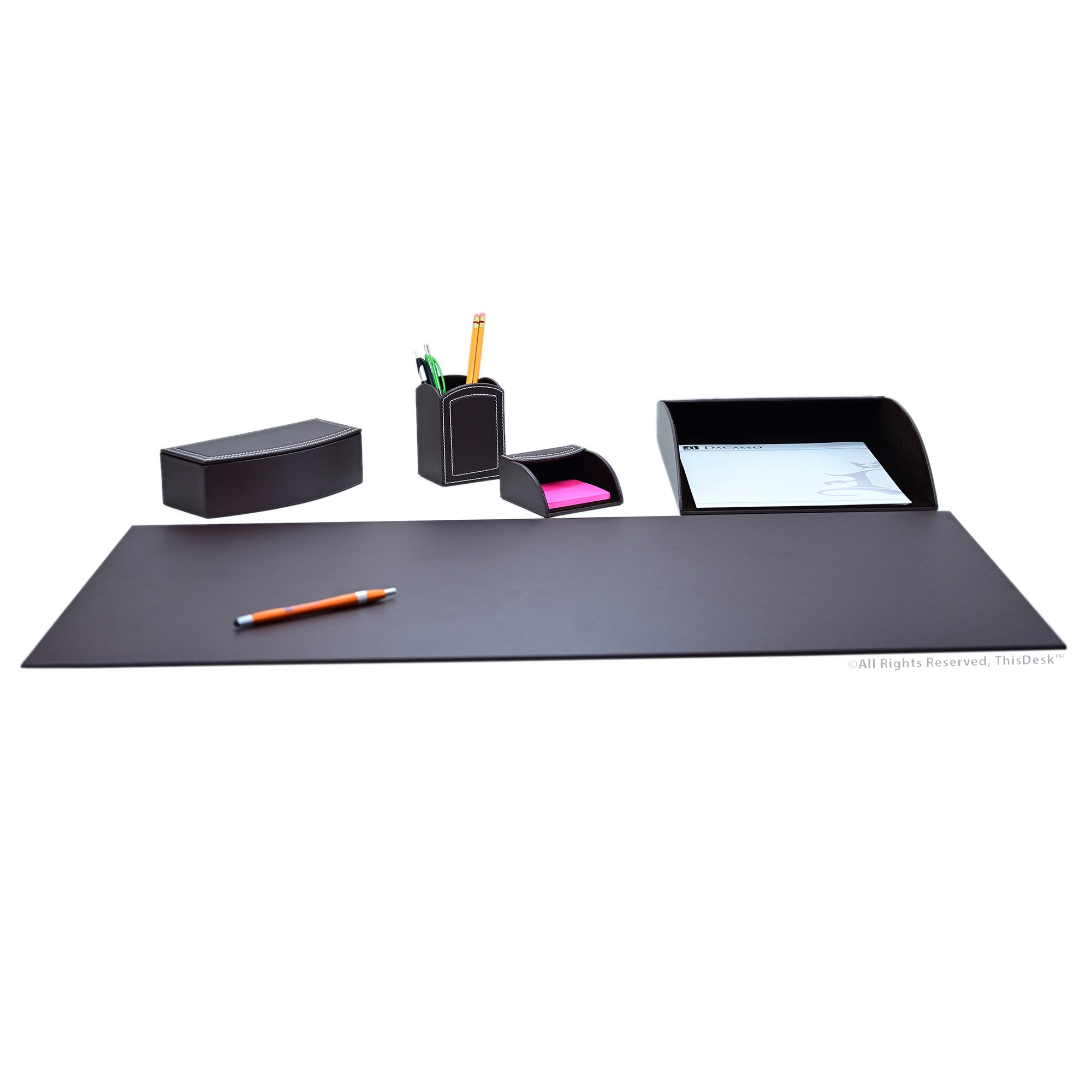 Home/Office 5pc Desk Accessory Set - Brown