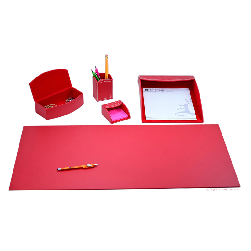 Home/Office 5pc Desk Accessory Set - Red