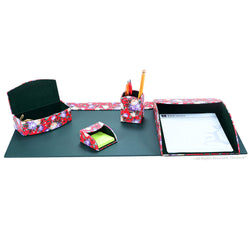 Home/Office 5pc Desk Accessory Set - Floral Red