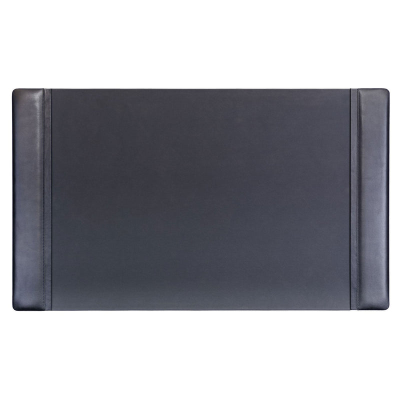 Black Leather 34" x 20" Side-Rail Desk Pad