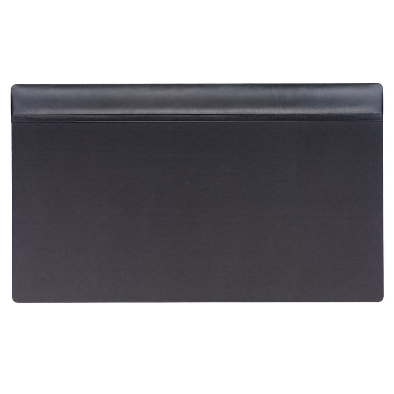 Classic Black Leather 34" X 20" Top-Rail Desk Pad