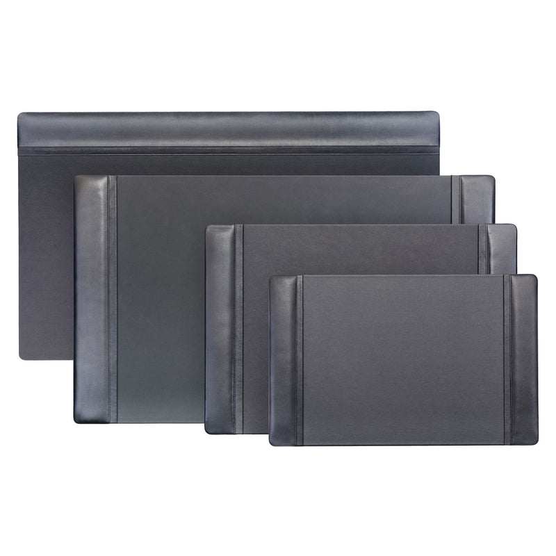 Classic Black Leather 22" x 14" Side-Rail Desk Pad