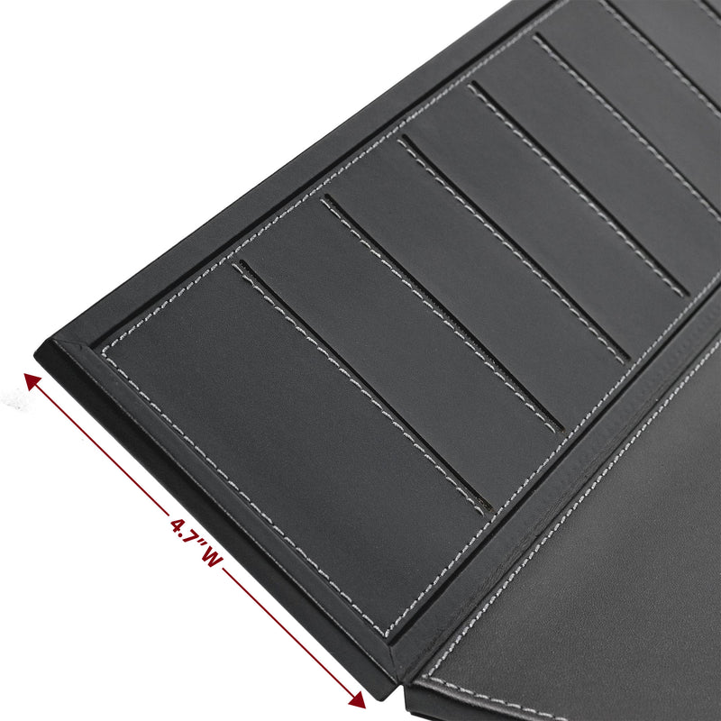 Classic Black Leather 34" x 20" Desk Mat with Folding Side Rails