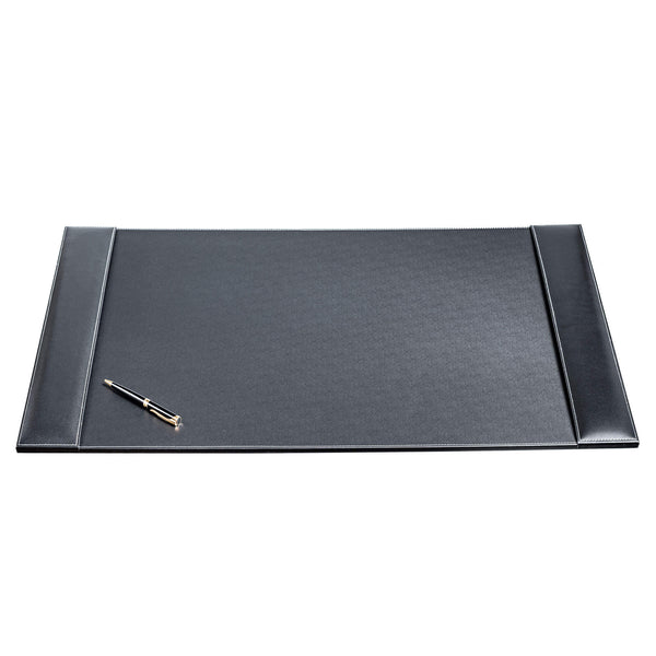 Rustic Black Leather 34" x 20" Side-Rail Desk Pad