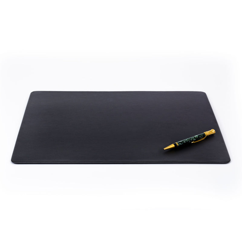 Black Leatherette 17" x 14" Conference Table Pad with Thin Metal Core