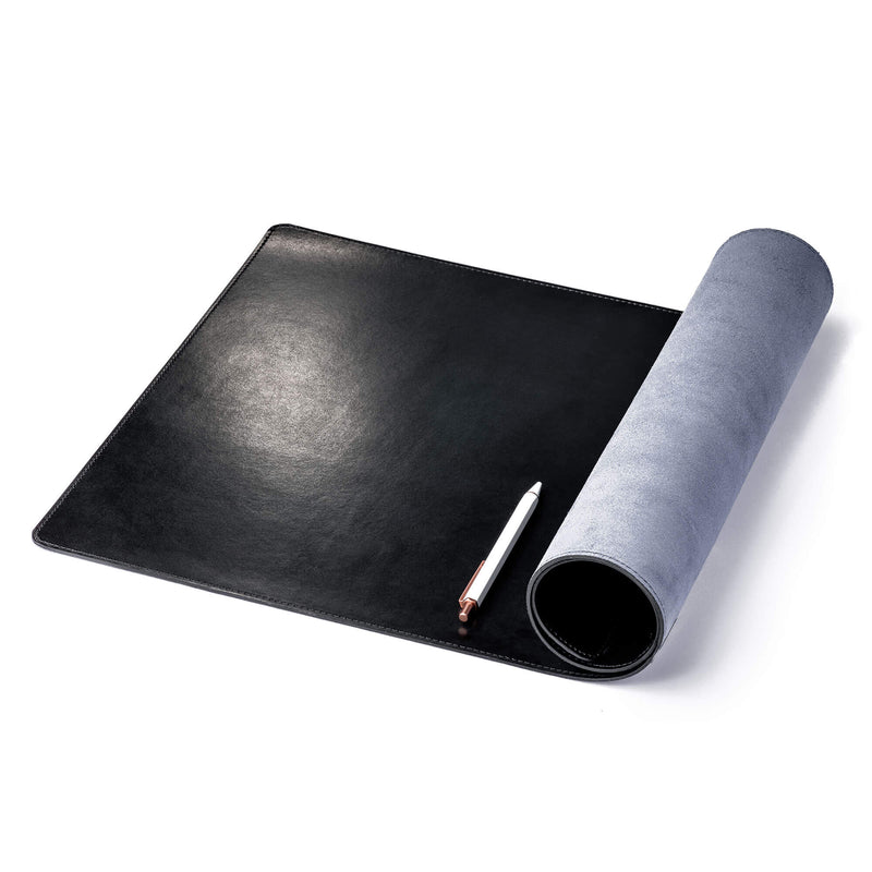 Black Bonded Leather 36" x 17" No Core Rollable Desk Mat/Pad